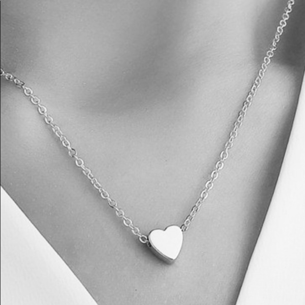 Silver toned slider HEART necklace